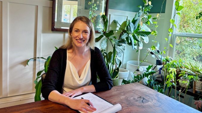 District 1 Democrat candidate Audrey Denney at her home in Chico, 2025, photo by Tina Flynn